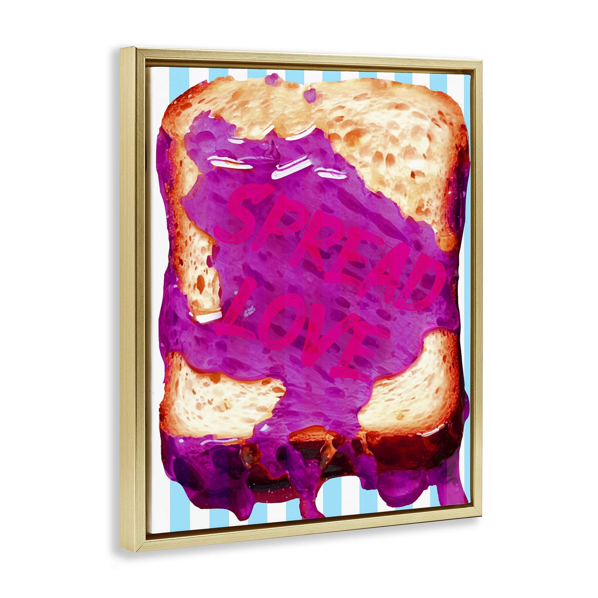 Stupell Industries Spread Love Toast Food & Beverage Painting Gold Floater Framed Art Print Wall Art, 25 x 31