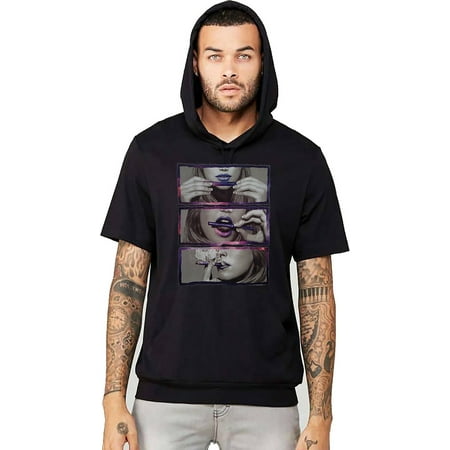 Men's Galaxy Rolling Blunt Black Short Sleeve Hoodie T-Shirt Large