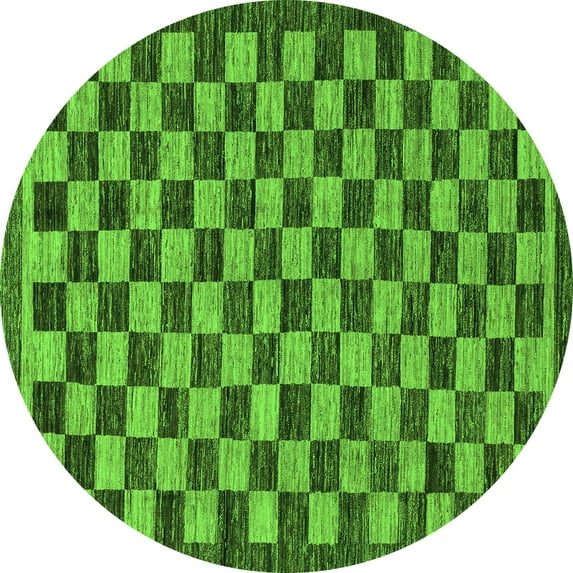 Ahgly Company Indoor Round Checkered Green Modern Area Rugs, 5' Round