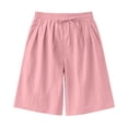 thumbnail image 4 of Amidoa Boys Shorts Solid Color Casual Summer Soft Elastic Waist With Pockets Sports Shorts for Kids Pink Size 5T, 4 of 9