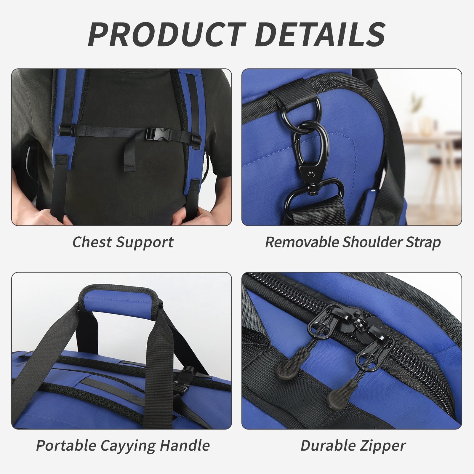 New York Xpress 40L Convertible Duffel Bag,Heavy-Duty Water-Resistant Travel Bag with Backpack Straps, Blue - LX737