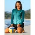 thumbnail image 4 of Asoul Womens UPF 50+ Color Blocked Rash Guard Long Sleeve UV Protection Swimsuit Tops Zipper Swimwear Shirts, 4 of 6