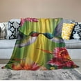 thumbnail image 2 of ARISTURING  Spring Hummingbirds Ultra-Soft Throw Blankets, Coloful Floral Birds Blanket for Bed Couch Sofa, All Seasons Home Camper Travel, 2 of 6