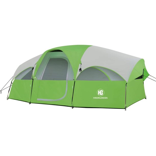 Hikergarden Tent 8 Person Camping Tents Waterproof Windproof Family Tent 5 Large Mesh Windows Double Layer Divided Curtain For Separated Room Portable With Carry Bag For All Seasons Walmart Com