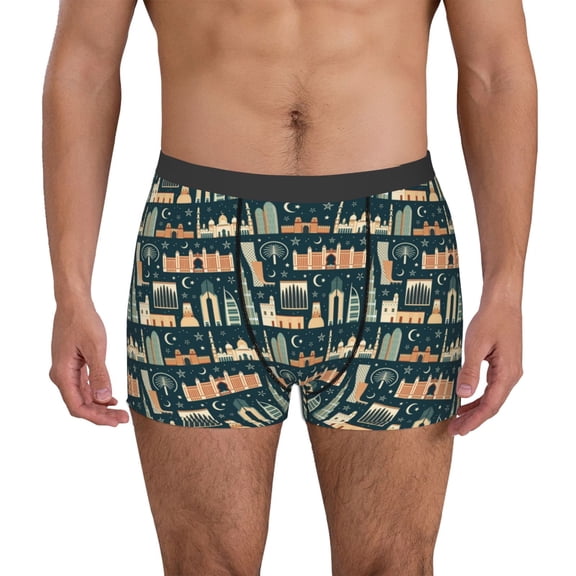 Vsdgher UAE Travel1 1 Pattern Men's Boxer Brief Underwear,Soft Funny Underwear for Men-Small