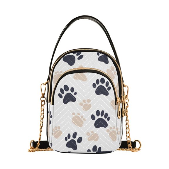 FORMRS Crossbody Bag for Women Quilted Travel Shoulder Cell Phone Purse with Chain Strap Handbag, Black Cat Paw
