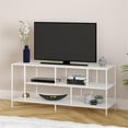 thumbnail image 2 of Pemberly Row 55" Metal TV Stand with Glass Shelves in Matte White, 2 of 8