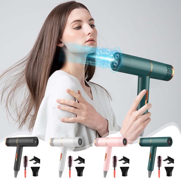 Secador de pelo iónico de alta potencia | Motor turbo de secado rápido | 3 Ajustes de calor y velocidad | Secador de pelo portátil de bajo ruido para viajes y hogar | Accesorio de peine | 390 g