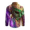 thumbnail image 5 of lcziwo Mens Mardi Gras Shirts Long Sleeve Novelty Mask Graphic Print Button Down Shirt Tuesday Carnival Party Blouse Tops Fashion Casual Lapel Shirts Multicolor XL, 5 of 6