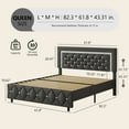 thumbnail image 6 of 4 EVER WINNER Queen Bed Frame, Upholstered Platform Bed Frame with Headboard and Footboard, Diamond Headboard and Footboard Design, Gray, 6 of 7