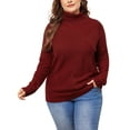 thumbnail image 4 of Agnes Orinda Women's Plus Size Pullover Sweaters Lightweight Long Sleeve Turtleneck Novelty Sweater 3X Burgundy, 4 of 7