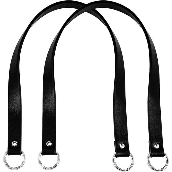 2pcs 22.4 Inch 20mm Leather Replacement Handles Purses Straps Handbags Shoulder Bag Strap with Platinum Zinc Alloy Spring Gate Rings DIY for DIY Bag Making Black