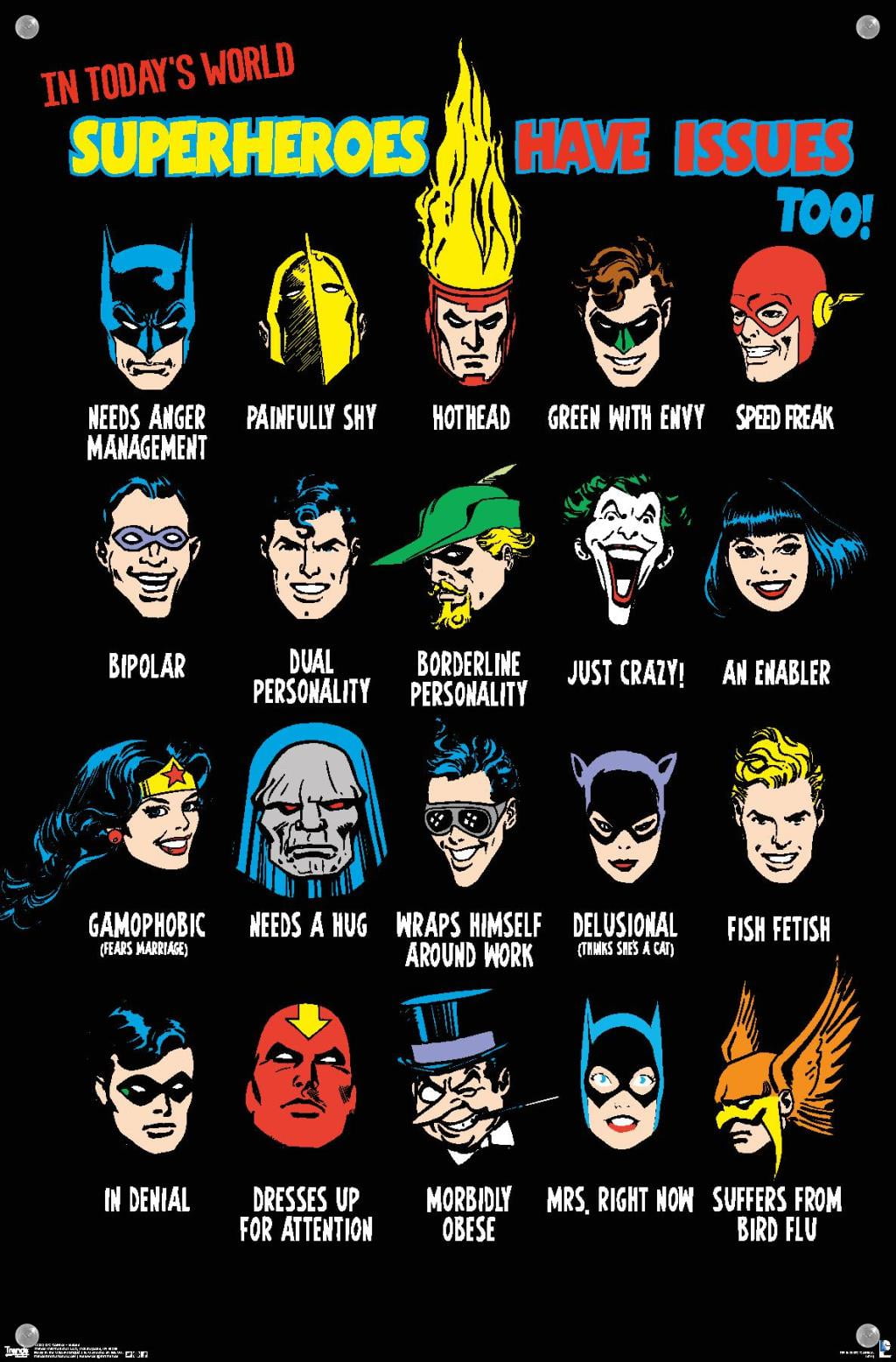 DC Comics - Justice League - Issues Wall Poster with Push Pins, 14.725" x 22.375"