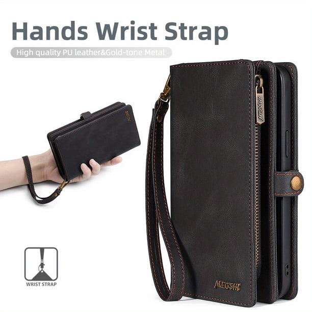 Artificial Leather Wallet Mobile Phone Case For Samsung S23 S23PLUS Zipper Flip Cover 2-in-1 Protective Case For Samsung S23ULTRTA Large Capacity Plug-in Card Protective Case For Samsung S22, S21, S21