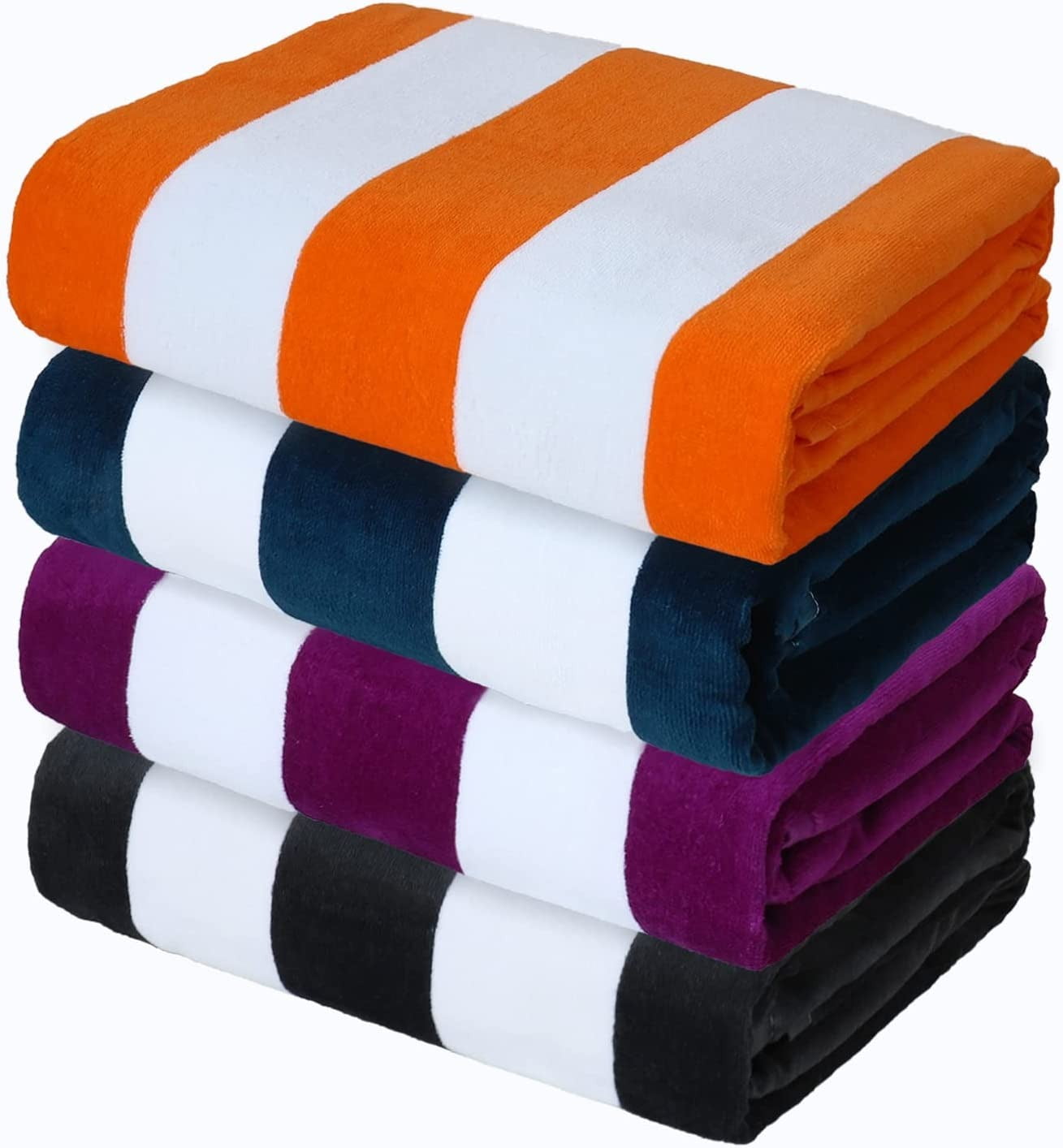 Exclusivo Mezcla 4Pack 100 Cotton Large Cabana Stripe Beach Towels