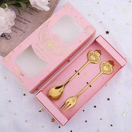 

Stainless Steel Small Spoon Cute Coffee Spoon Fruit Fork Christmas Gift-Powder Box
