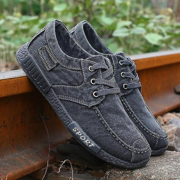Zapatillas de deporte para hombre zapatos planos de lona para hombre zapatos de verano de tela vaquera zapatos informales transpirables mocasines