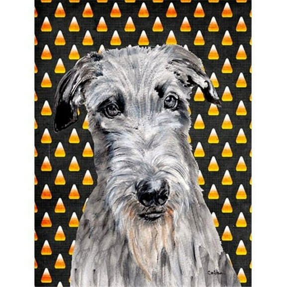 Scottish Deerhound Candy Corn Halloween Flag Garden Size