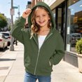 thumbnail image 2 of Staki Girls Lightweight Zip-Up Hoodie for Kids Soft Casual Hooded Sweatshirt 4-15Y(Army Green,4-5 Years), 2 of 7