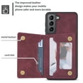 thumbnail image 3 of SaniMore for Samsung Galaxy S23 Plus 2023 Back Case with Zipper Card Pokcet Flip Wallet/Kickstand Shock Absorption Anti-fall Retro PU Leather Wear-resistant Shell For Samsung Galaxy S23 Plus, Winered, 3 of 9
