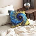 thumbnail image 6 of Velvet Decorative Throw Pillow Covers Set of 2, Soft Square Cushion Cover with Invisible Zipper Gold Fractal Vortex Printing, 18"x18", 6 of 7