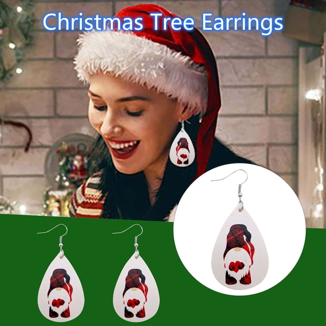 Pendientes para mujer, regalos para mujer, pendientes de cuero estilo navideño para niña que añaden un toque festivo, anillos de moda.