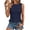 18#Blue, variant on Smocked Tops for Women Shirred Ruffle Babydoll Stretchy Crewneck Tank Top Y2K Sleeveless Going Out Streetwear