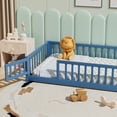 thumbnail image 4 of Twin Size Floor Bed for Toddlers and Kids, Solid Wood Montessori Floor Bed with Safety Fence Rail with Door, Durable Montessori Bed Frame with Sturdy Slats Support for Boys and Girls, 4 of 6