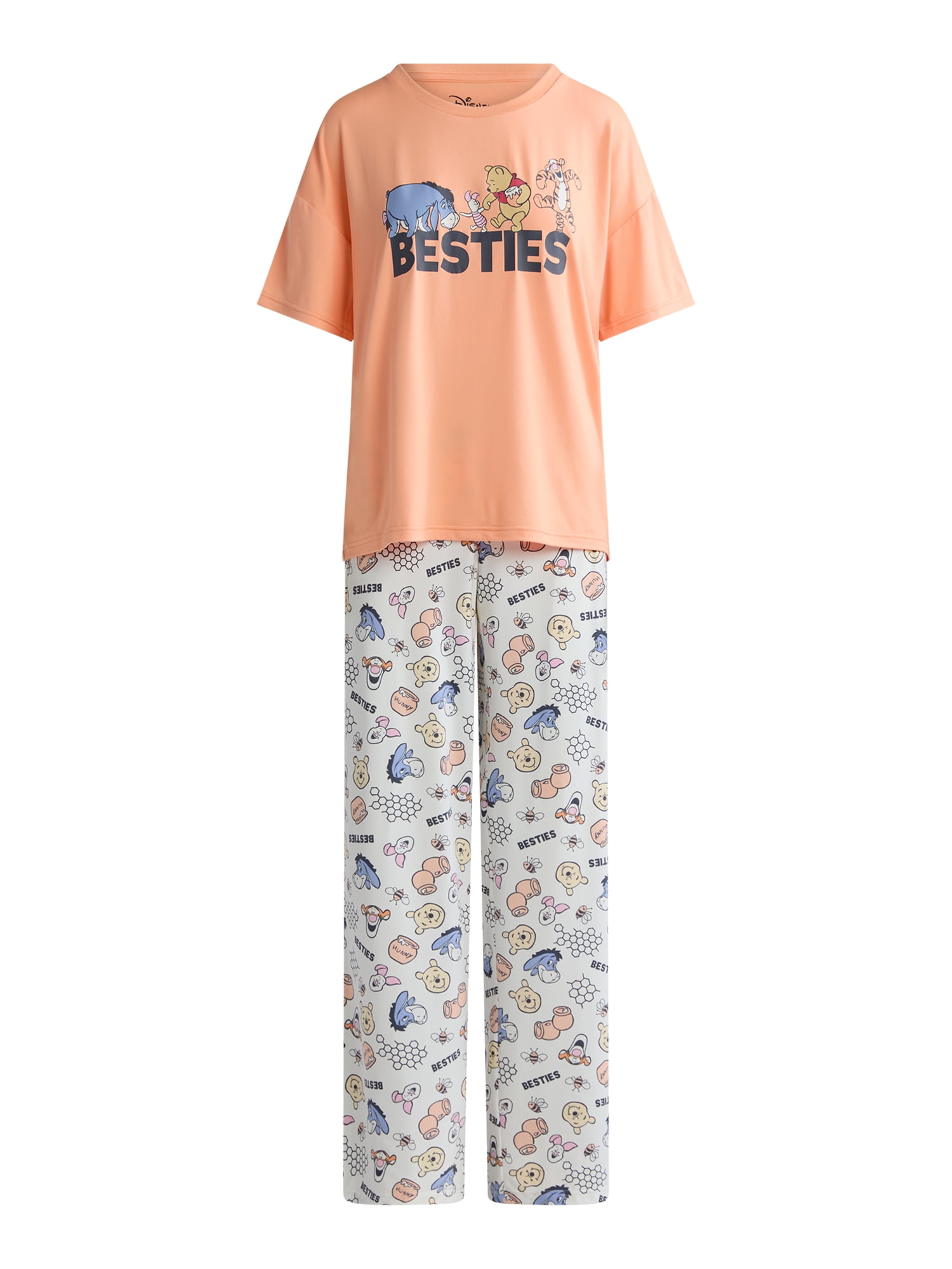 Winnie the Pooh Women's and Women’s Plus Oversized Tee and Pants Pajama Set, 2-Piece, Sizes XS-3X