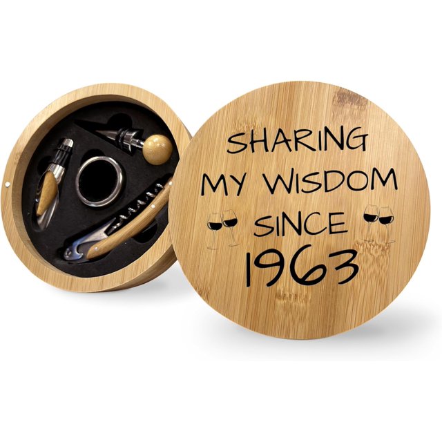 Birth Year 1963 Wine Set For 61st Birthday, Unique Gift Ideas For Turning 61, Wine Accessory For Mother's Day Father's Day Retirement or Graduation