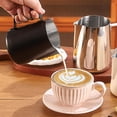 thumbnail image 6 of SeekLGT Frothing Pitcher Stainless Steel Milk Frother Cup with Precision Spout Heat Resistant Handle Milk Steamer Cup 20 oz with Latte Art Needle Set, 6 of 9
