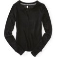 thumbnail image 1 of Aeropostale Suéter de punto con cuello redondo Ls para mujer, negro, pequeño, 1 of 1