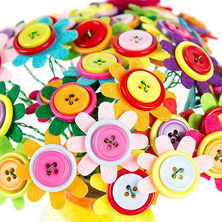 Korilave Crafts for Girls Ages 6-8 Make Your Own Flower Bouquet with  Buttons and Felt Flowers, Art and Crafts for Kids Ages 8-12, DIY  Personalized