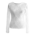thumbnail image 3 of Adeawade Womens Tops Long Sleeve T Shirts Crewneck Solid Color Simple Style Tee Clothes L White, 3 of 5