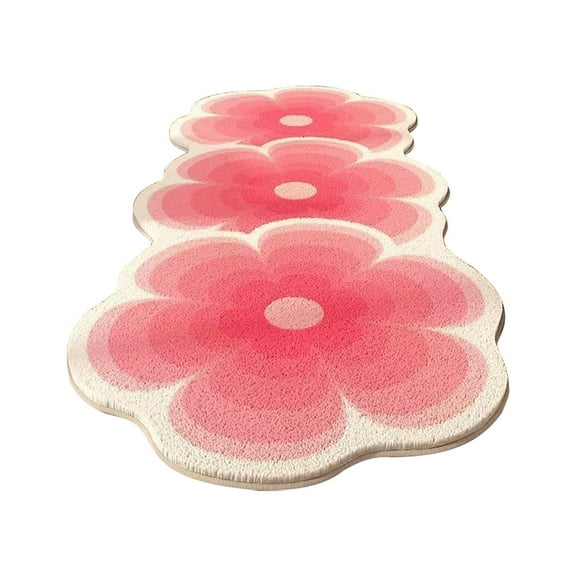 Cute Floral Bathroom Kitchen Runner Rugs Non-Slip Washable, Shaggy Colorful Green Flowers Daisy Aesthetic Extra Long Bath Mat, Boho Floral Bedside Indoor Entry Rugs,40*60cm