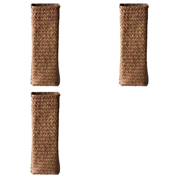 3X Florero de Ratán Cestas de Bambú de Decoración Floreros Cesta de Flor Fruta Florero Floreros Altos para la Decoración del Hogar Marrón