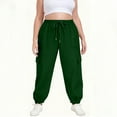 thumbnail image 5 of Womens Plus Size Casual Drawstring Sweatpants Solid Color Elastic Waist With Pockets Comfy Soft Fabric Loungewear Athletic Daily Office Weekend Ladies Outfit Green 5XL, 5 of 9