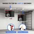 thumbnail image 4 of 4x4 ft Heavy-Duty Overhead Garage Storage Rack – Adjustable Ceiling Mounted Lift – Dual-Cable Safety System – 350 lbs Capacity – Easy Hand Crank – White, Color: White, Specs: 4x4 ft, 4 of 6