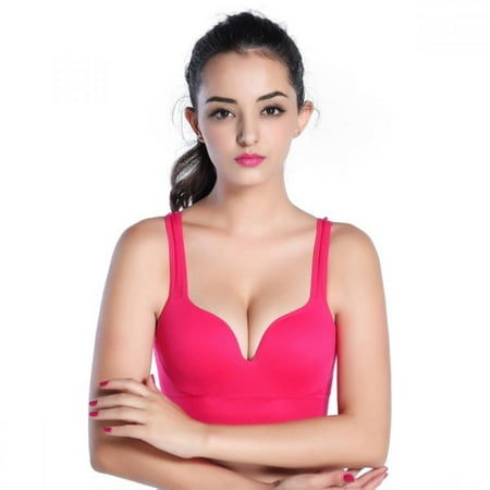 

Women Girl s Sports Bras Breathable Racerback Nylon Bra Seamless Wireless Underwear Bra Full Coverage Outdoor(Rose Red XL)