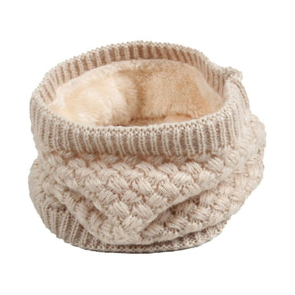 Versatile plus fleece outdoor wool scarf solid color pullover thickened warm scarf, beige