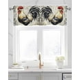 thumbnail image 2 of Black White Vintage Rooster Kitchen Valances for Windows Farmhouse Linen Window Valance Curtain for Living Room Window Treatment Watercolor Farmhouse Animals Valance Rod Pocket Topper, 42 x 12 Inch, 2 of 6