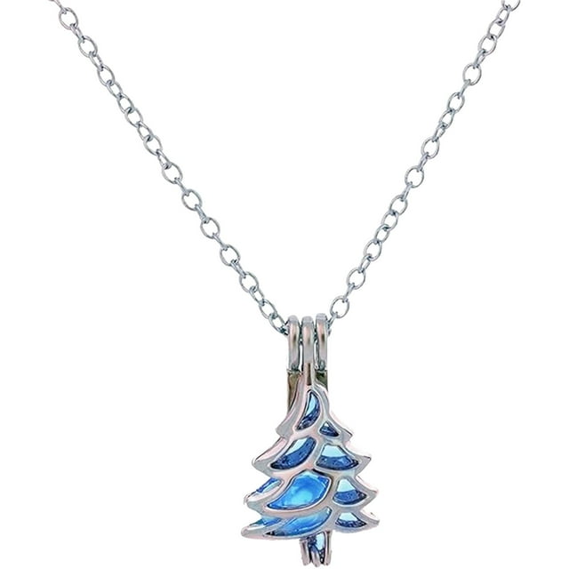 2pcs Christmas Tree Necklace For Women Girls Luminous Christmas Tree Pendant Valentine's DayNecklaces Xmas Jewelry For Ladies String Beads for Crafts Front Porch Christmas Decorations Swinging