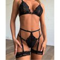 thumbnail image 1 of Traje de lencería sexy para mujer con costura cruzada y artesanía compleja, 1 of 6