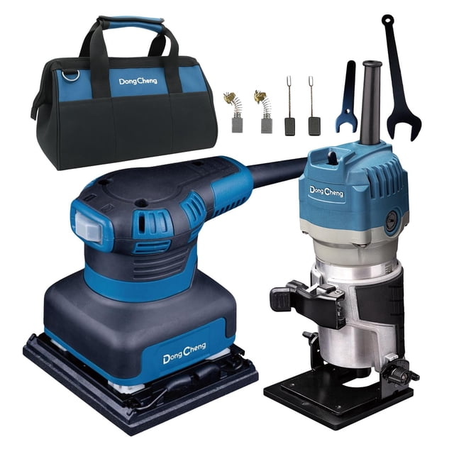 Lijadora Orbital 127v 4' DongCheng + Router Madera 1/4' 550w