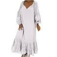 thumbnail image 1 of Automne Dresses for Women 2022 Col Rond Lanterne Robe à Manches Longues Volant Ourlet Décontracté Baggy Solide Flowy Maxi Robe, 1 of 7