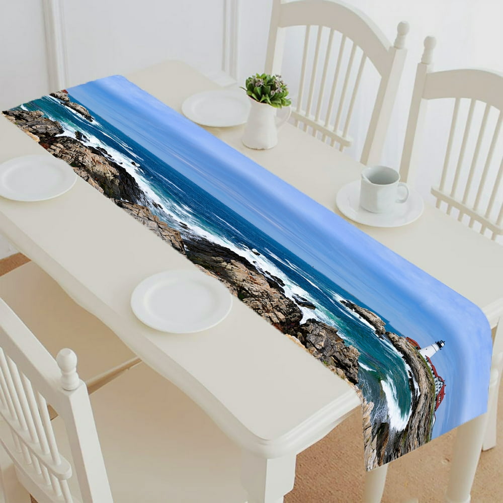ABPHQTO Lighthouse Ocean Table Runner Placemat Tablecloth For Home ...