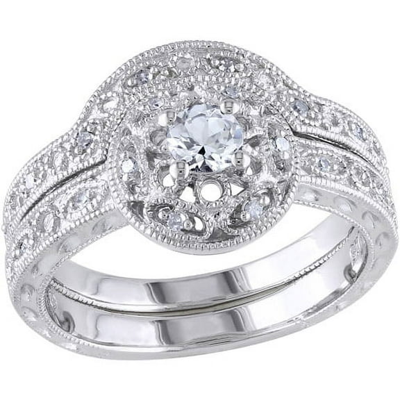 Everly Women's Created Sapphire and Diamond Sterling Silver Bridal Set