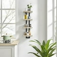 thumbnail image 6 of Danya B. 4-Tier Ladder Bracket Floating Wall Shelves - Black Metal and White Birch Finish, 6 of 13