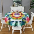 thumbnail image 2 of Colorful Tie Dye Mandala Pattern Round Tablecloth 60"x60",Wrinkle Wipeable Table Cloth for Kitchen Dining Room Picnic Patio Party, 2 of 6