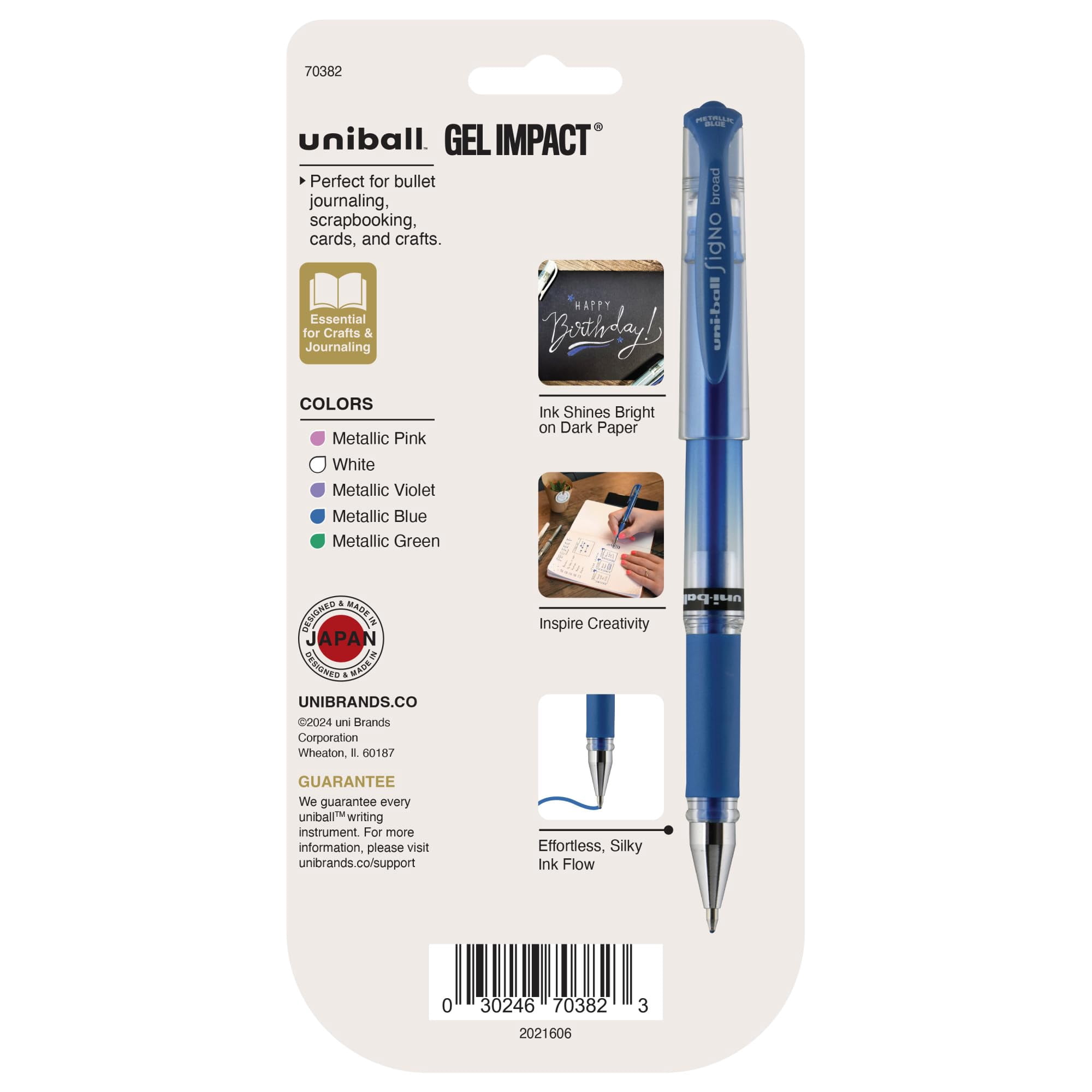 Uniball Signo 207 Gel Impact Stick Gel Pen, 5 Assorted Metallic Pens, 1.0mm Bold Point Gel Pens| Office Supplies, Ink Pens, Colored Pens, Fine Point, Smooth Writing Pens, Ballpoint Pens